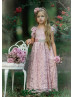 Mauve Lace Floor Length Keyhole Back Country Flower Girl Dress